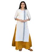 Off-white printed cotton kurti