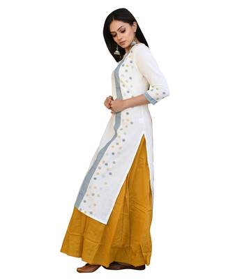 Off-white printed cotton kurti 2