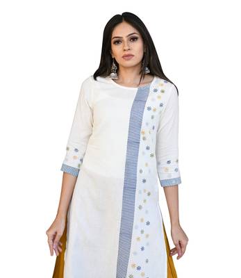 Off-white printed cotton kurti 3