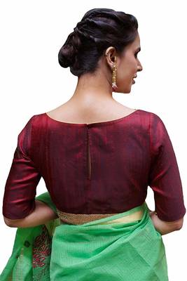 Designer Maroon Color Gold Sequence Lace Blouse 2