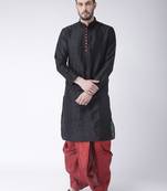 Black Plain Dupion Silk Dhoti Kurta