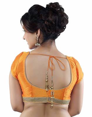 Yellow Plain Silk And Net Designer Blouse 3