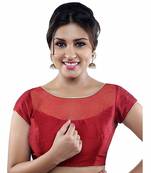 Maroon Plain Silk And Net Designer Blouse