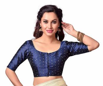 Navy Blue Plain Art Silk Designer Blouse 1