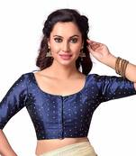 Navy Blue Plain Art Silk Designer Blouse