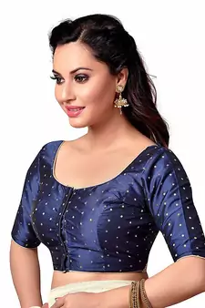 Navy Blue Plain Art Silk Designer Blouse