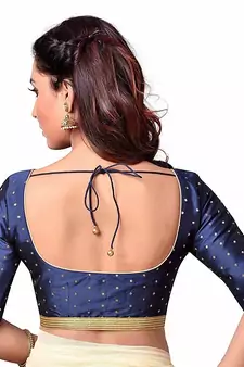 Navy Blue Plain Art Silk Designer Blouse