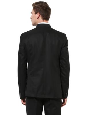 Black Plain Polyester Bandhgala Suit 3