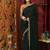 Dark Green Pearl and Metalic Georgette Saree with Blouse