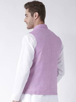 Purple Plain Linen Nehru Jacket 5