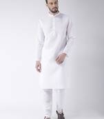 White Plain Cotton Kurta Pajama