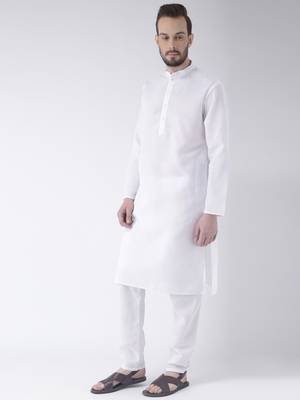 White Plain Cotton Kurta Pajama 2