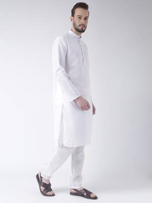 White Plain Cotton Kurta Pajama 3