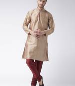 Brown Plain Polyester Kurta Pajama