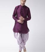 Purple plain dupion kurta pajama