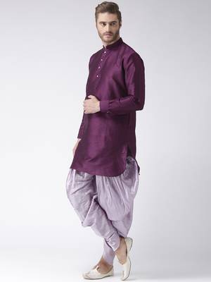 Purple plain dupion kurta pajama 2
