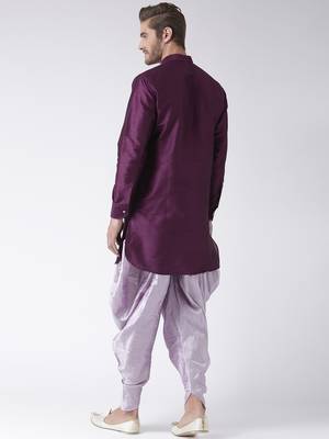 Purple plain dupion kurta pajama 4