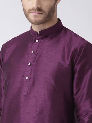Purple plain dupion kurta pajama 5