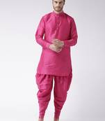 Pink plain dupion kurta pajama