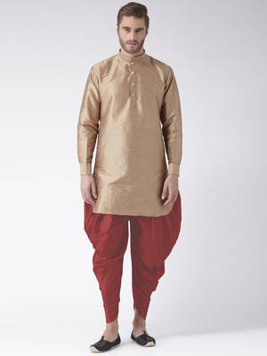 Brown plain dupion kurta pajama 1