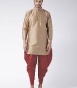 Brown plain dupion kurta pajama