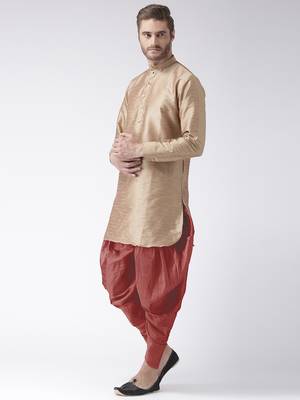 Brown plain dupion kurta pajama 2