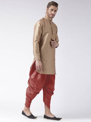 Brown plain dupion kurta pajama 3