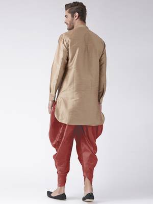 Brown plain dupion kurta pajama 4