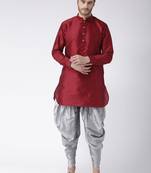 Maroon plain dupion kurta pajama
