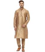 Brown Plain Silk Blend Kurta Pajama