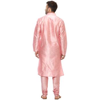 Pink Plain Silk Blend Kurta Pajama 4
