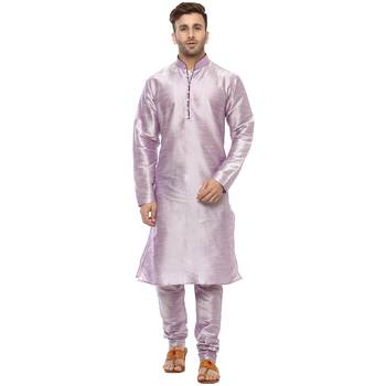 Purple Plain Silk Blend Kurta Pajama 1