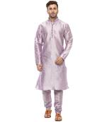 Purple Plain Silk Blend Kurta Pajama