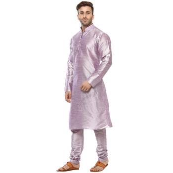 Purple Plain Silk Blend Kurta Pajama 2
