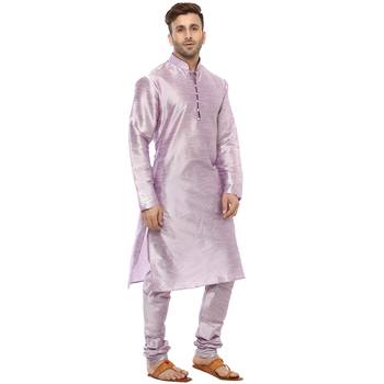Purple Plain Silk Blend Kurta Pajama 3