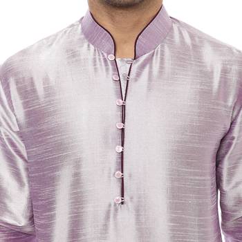 Purple Plain Silk Blend Kurta Pajama 5