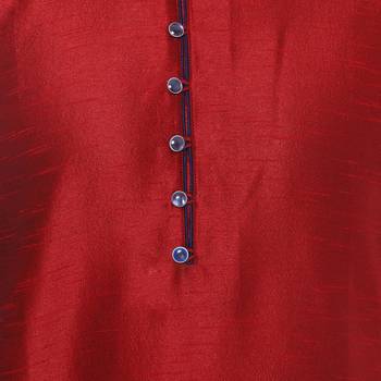 Red plain silk blend kurta pajama 5