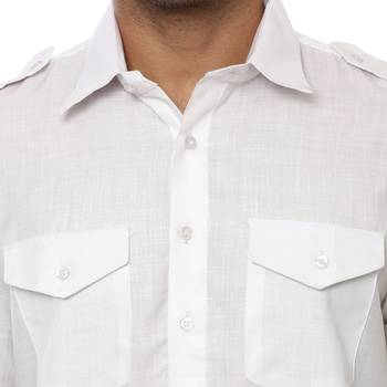 White Plain Cotton Pathani Suit 5