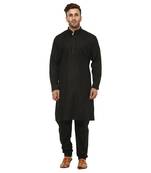 Black Plain Cotton Kurta Pajama