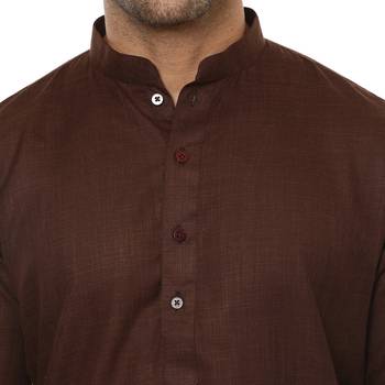 Brown Plain Cotton Kurta Pajama 5