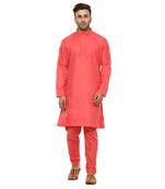 Red Plain Cotton Kurta Pajama