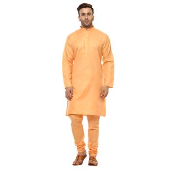 Orange Plain Cotton Kurta Pajama 1