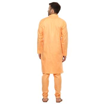 Orange Plain Cotton Kurta Pajama 4