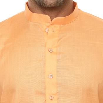 Orange Plain Cotton Kurta Pajama 5