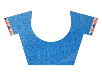 Blue printed georgette saree with blouse 5