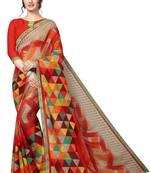 Multicolor printed georgette saree with blouse