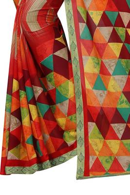 Multicolor printed georgette saree with blouse 2