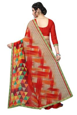 Multicolor printed georgette saree with blouse 3