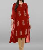 Red printed crepe kurti