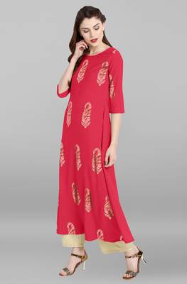 Janasya Pink printed crepe kurti 3